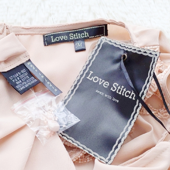 2 X $13 NWT LOVE STITCH PINK BLOUSE TOP EMBELLISHED - Picture 8 of 8